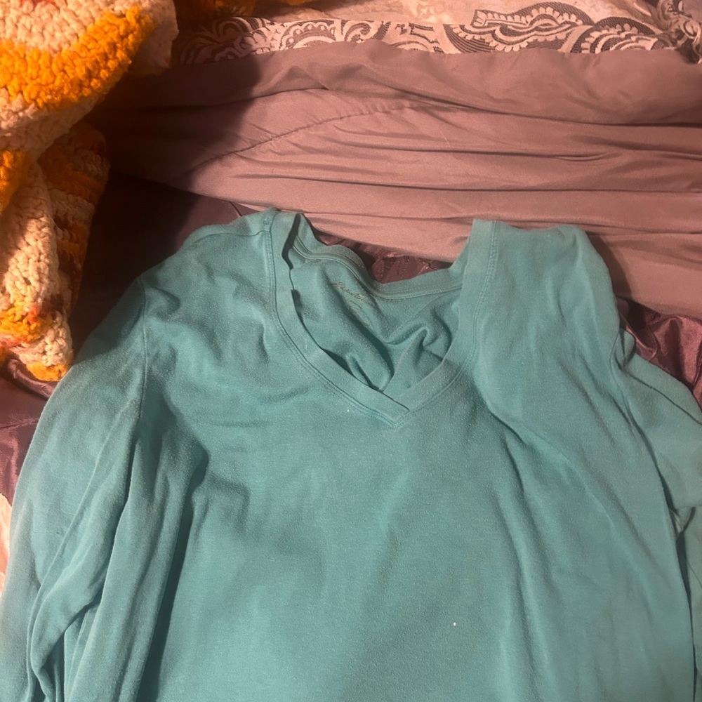 Teal V-Neck Top